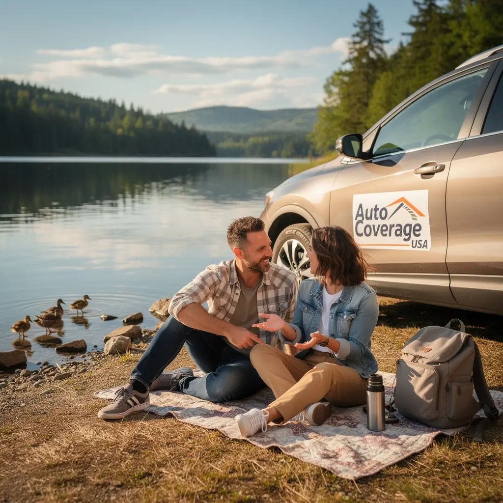 Символ защиты от столкновений и механической помощи на фоне гор.