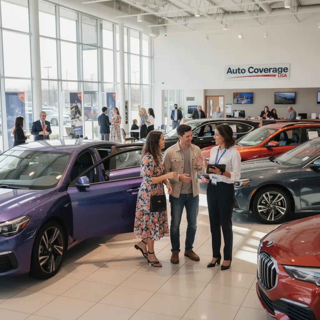 Страховой полис автомобиля с изображением автомобиля на дороге.